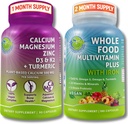 Vegan Whole Food Multivitamin with Iron + Plant-Based Calcium, Magnesium, Zinc, D3, K2 & Organic Turmeric – Complete Daily Supplement Bundle for Men & Women – Energy, Immunity & Bone Support 2