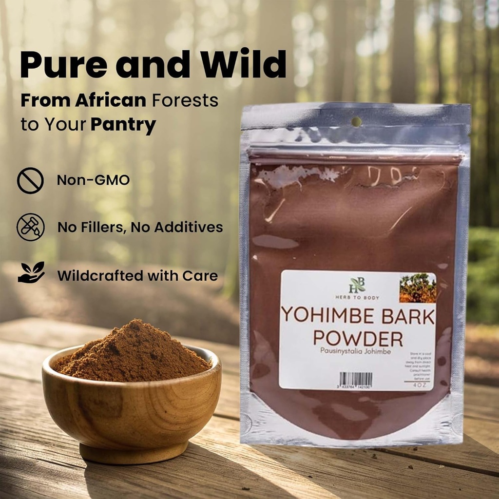Herb To Body Yohimbe Bark Powder – 4 oz, Wildcrafted Dried Yohimbe Powder Sourced from Africa for Herbal Tea and Traditional Uses 3
