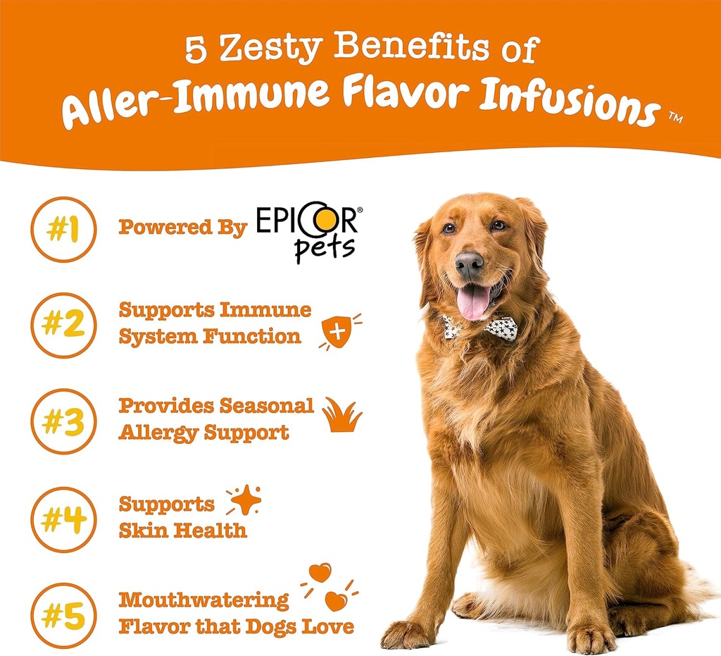 Zesty Paws Allergy & Immune Flavor Infusions for Dogs - with Omega 3 Salmon Oil for Sensitive Skin, EpiCor Pets, Colostrum & Quercetin - Supports Seasonal Allergies - Chicken Flavor - 16 fl oz 3