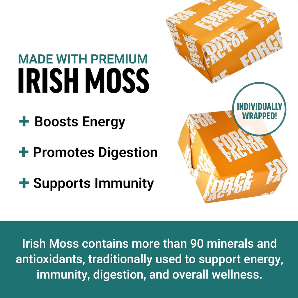 FORCE FACTOR Sea Moss Soft Chews, Support Immunity, Digestion, and Heart Health, Irish Sea Moss Superfood & Antioxidants Supplement, Non-GMO, Gluten-Free, Salted Caramel Flavor, 60 Soft Chews, 2-Pack 3