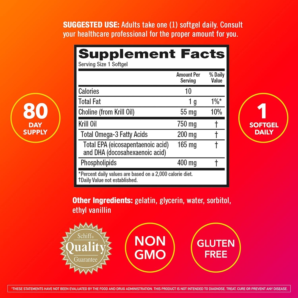 MegaRed Krill Oil 750mg Omega 3 Supplement with Choline, #1 Dr Recommended Krill Oil Brand with EPA, DHA & Phospholipids, Supports Heart, Brain, & Liver Health, Antarctic Krill Oil - 80 Softgels 6