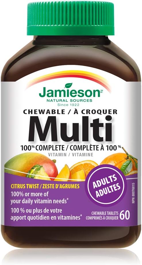 Jamieson 100% Complete Chewable Multivitamin for Adults Citrus Twist Multi, 60 chewable tablets 4