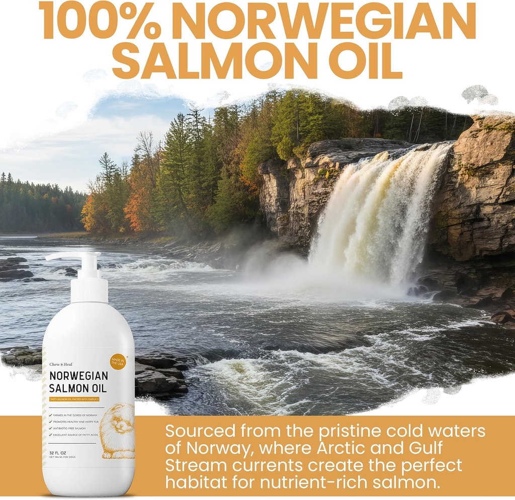 Salmon Oil for Dogs and Cats, 32 oz - Omega-Rich Supplement for Healthy Skin & Coat, Joint & Immune Support - All-Natural Fish Oil Liquid - Premium Pet Care, Made in USA 6