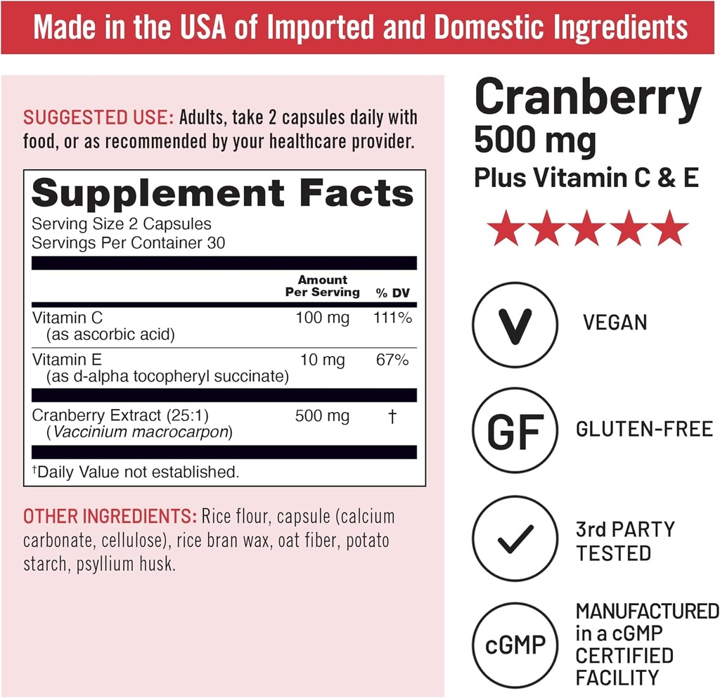 NatureWise Cranberry Pills for Women - Extract Equal to 12,500mg* Cranberry Supplement + Vitamin C & E - Cleansing Urinary Tract & Bladder - Vegan, Non-GMO, Sugar-Free - 60 Capsules[1-Month Supply] 6