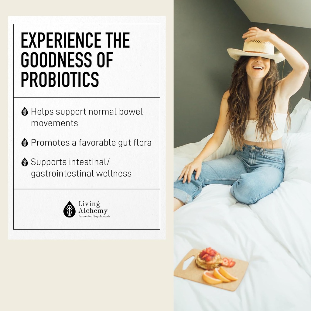 Living Alchemy Gut Health Supplements for Men & Women - Your Flora Probiotic Professional Digestion Supplement with Fermented Soybean, Prebiotics, Digestive Enzyme - Vegan, Non-GMO, 60 Pcs 5