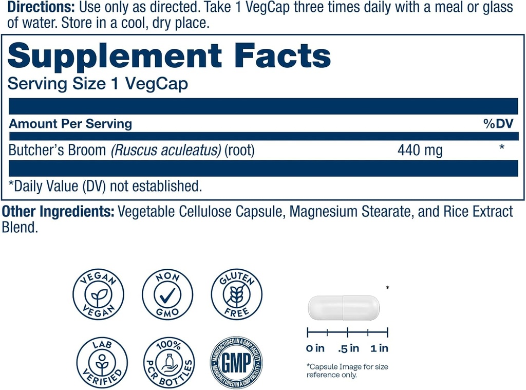 SOLARAY Butchers Broom 440 mg | Healthy Circulation & Blood Vessel Integrity Support | Non-GMO, Vegan & Lab Verified | 100 VegCaps 3