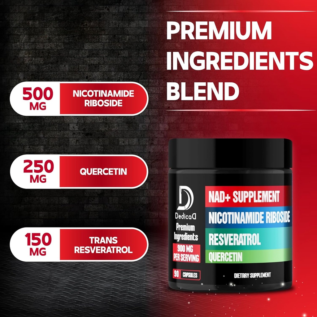 NAD Supplement with Liposomal Nicotinamide Riboside 900mg NR, Resveratrol, Quercetin - 90 Capsules - Cellular Production & Restoration, Aging Well, Vitality 4