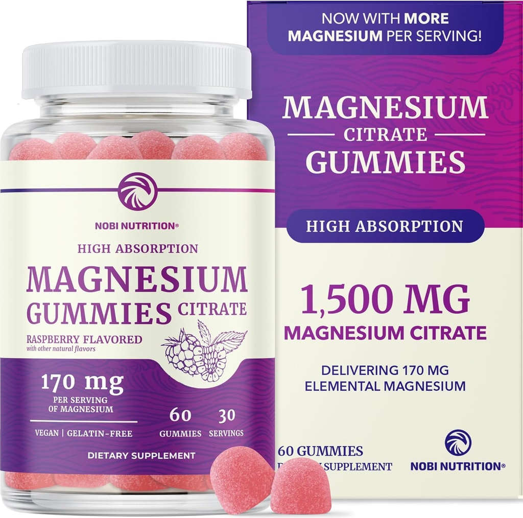 Magnesium Citrate Gummies | Extra Strength for Calm, Relaxation & Digestion | High Absorption Magnesium Gummies for Adults | Vegan, Non-GMO | Raspberry Flavor Mag Gummy | 60 Ct, 1 Month Supply 2