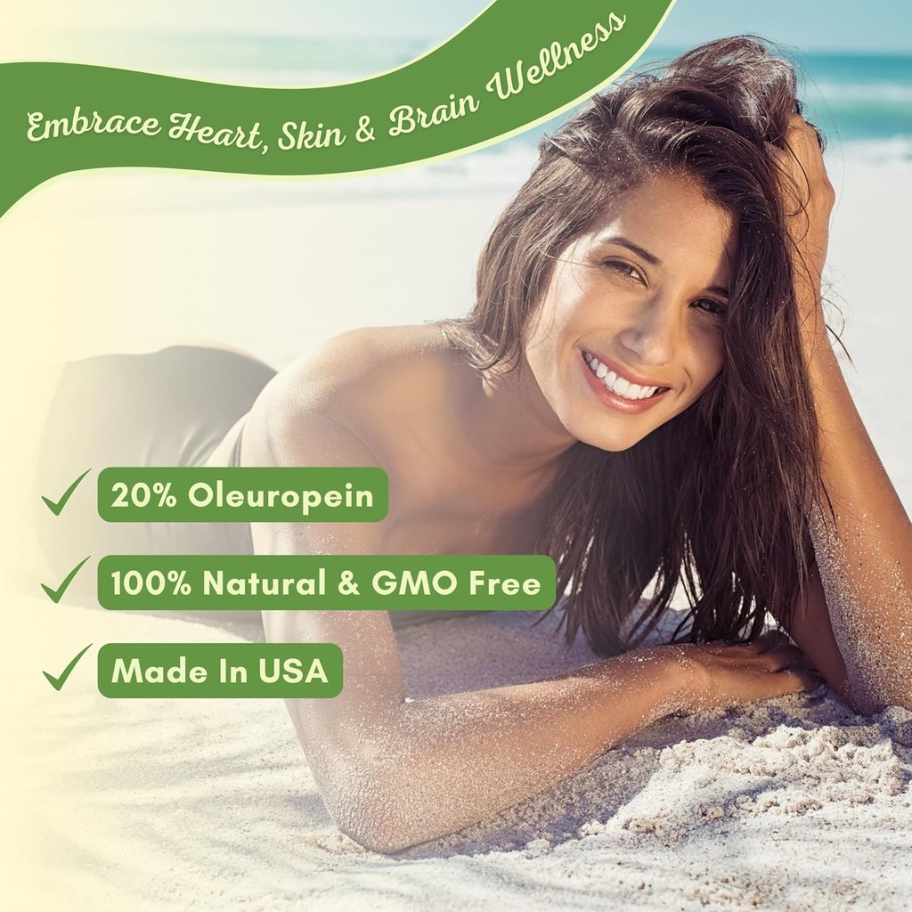 Olive Leaf Extract - 750 Mg - 120 Capsules - Extra Strength - 20% Oleuropein - Non-GMO Formula - Premium Quality From Pure Olive Leaves - Powerful Antioxidant - Great for Heart, Skin and Brain 3