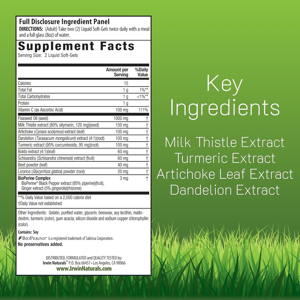 Irwin Naturals Milk Thistle Liver Detox - 60 Liquid Softgels - Supports Liver Health with Dandelion, Artichoke, Turmeric & Green Beet Root 3