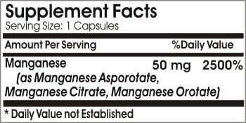 Manganese Asporotate 50mg ~ 200 Capsules - No Additives ~ Naturetition Supplements 3