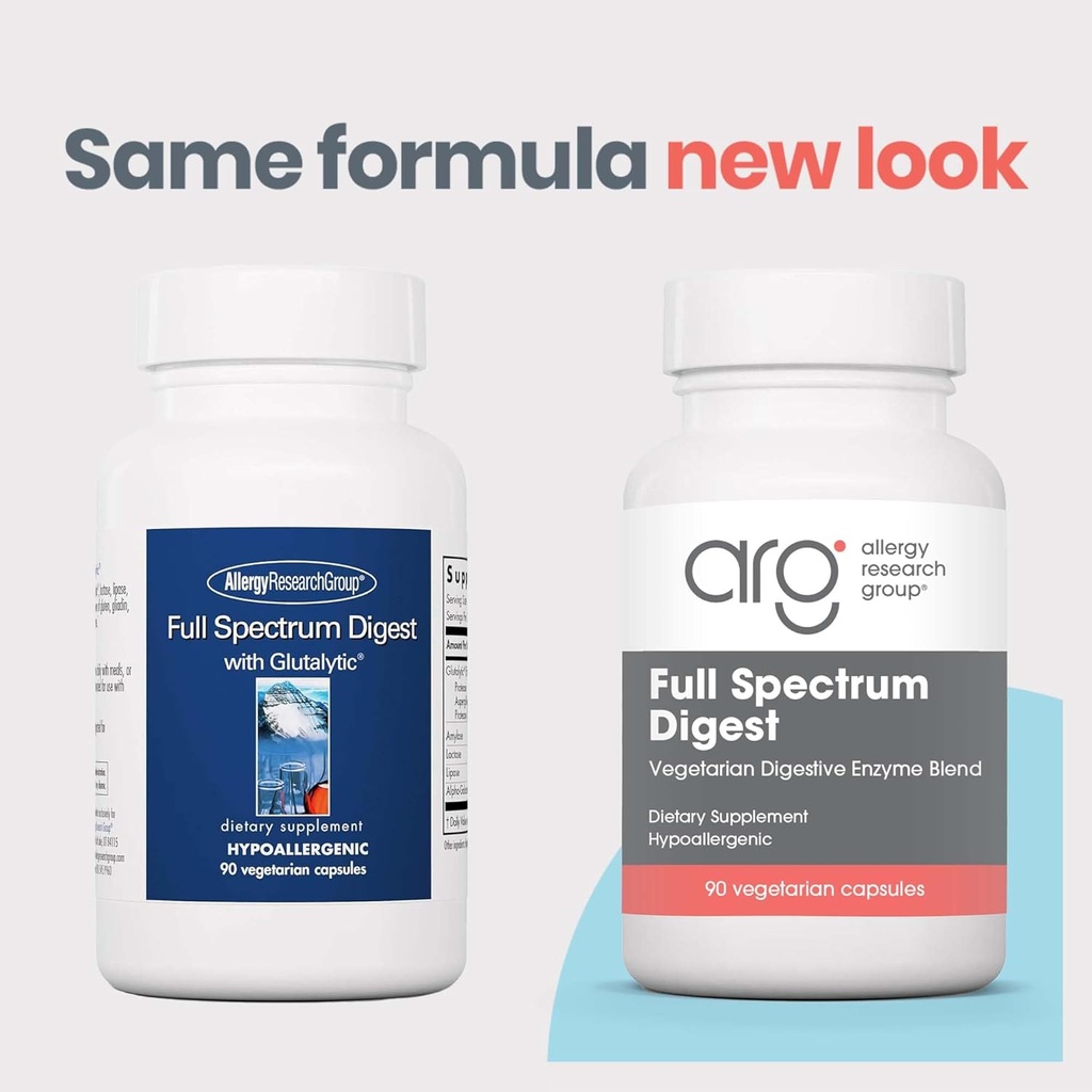 Allergy Research Group Full Spectrum Digest with Glutalytic - Digestive Enzymes for Men & Women, Gluten Support, Digestion Supplement, Gallbladder Enzymes, Amylase, Vegetarian Capsules - 90 Count 4