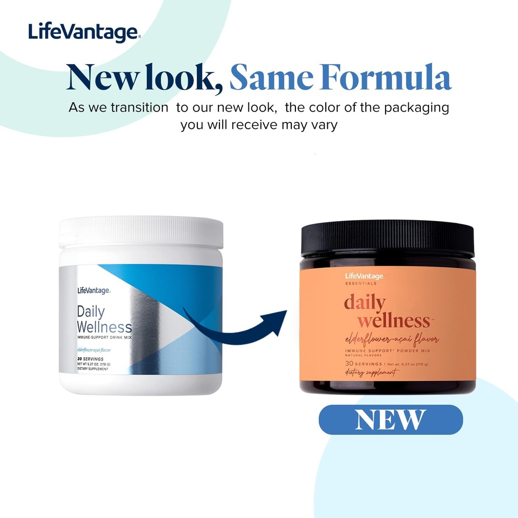 LifeVantage Daily Wellness Immune Support Drink Mix, Sweet Flavor of Elderflower-acai 178g 30 Servings 3
