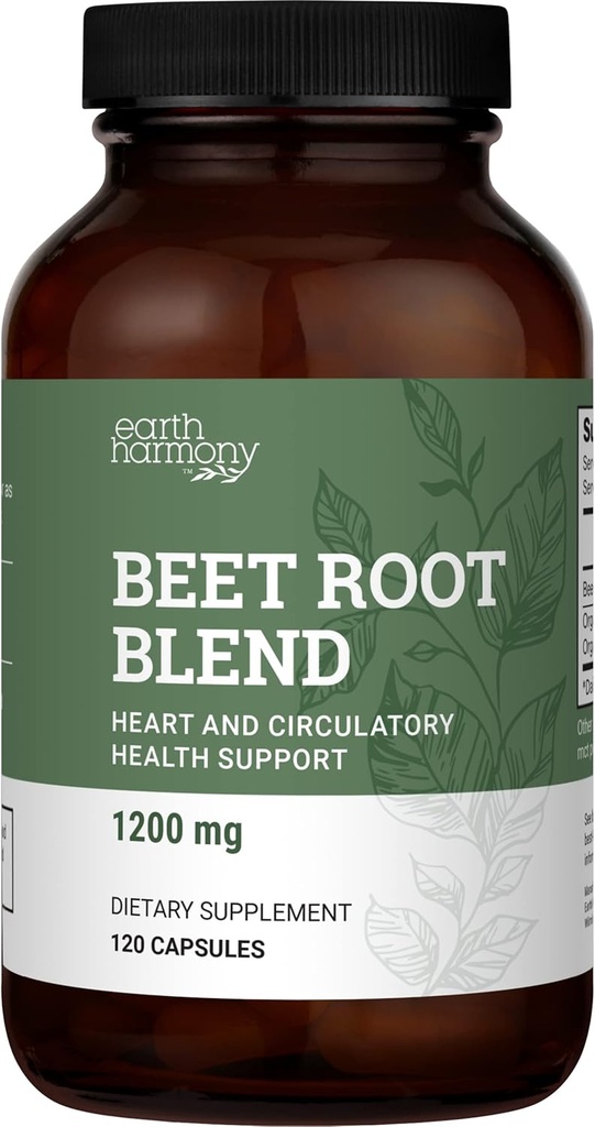 Organic Beet Root Capsules 1200 mg - Beet Root Powder & Juice Blend Supplement for High Blood Pressure and Circulation, Blood Flow Supplement for Men and Women - 120 Capsules 2