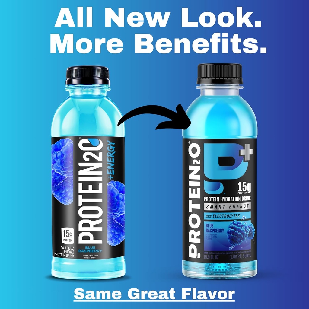 Protein2o 15g Whey Protein Isolate Hydration Drink Plus Energy & Focus, 350mg of Electrolytes, Vitamins B5 & B6, Sugar Free, Energy Variety Pack, 16.9 oz Bottle (Pack of 12) 6