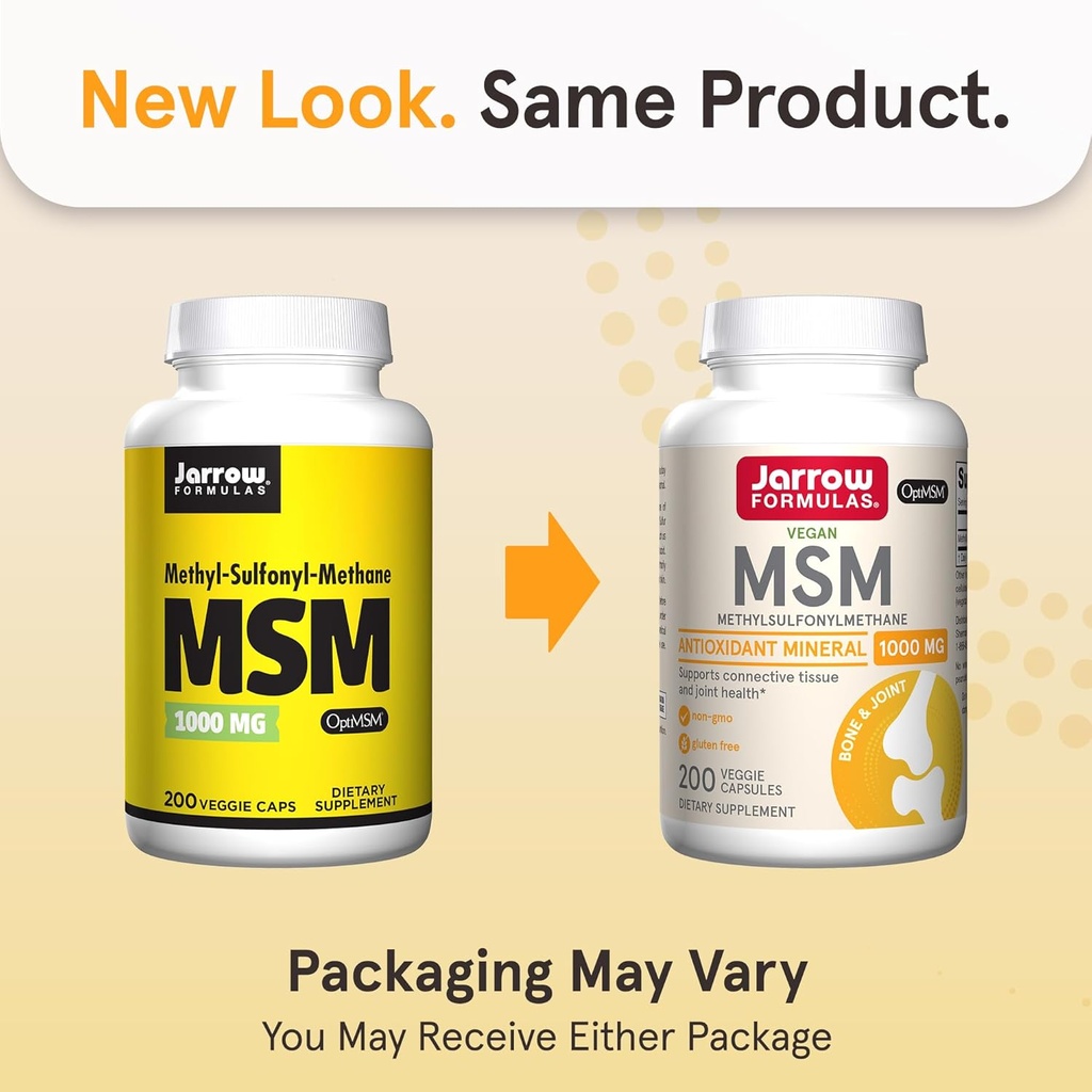 Jarrow Formulas MSM 1000 mg - 200 Veggie Capsules - Methylsulfonylmethane - Source of Sulfur - Dietary Supplement Supports & Strengthens Joints - Up to 200 Servings 3