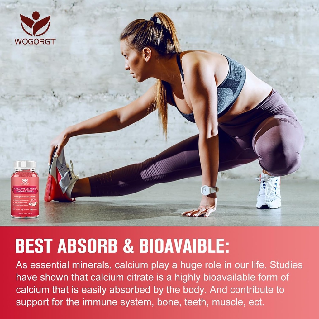 Calcium Citrate 1200mg Gummies with Vitamin D3, K2 - Chewable Calcium Magnesium Zinc d3 Supplement with Sea Moss Extract for Bone, Teeth, Immune Support for Women & Men, Peach Flavor-60 Gummies(2Pack) 6