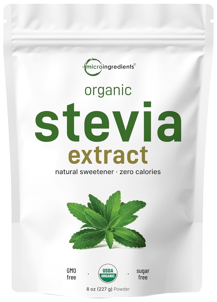 Pure Organic Stevia Powder, 8 Ounces, 1418 Serving, High Grade Stevia Green Leaf Extract Reb-A, Reduced Bitter Aftertaste, 0 Calorie, Natural Sweetener, Sugar Alternative, Keto Friendly 2