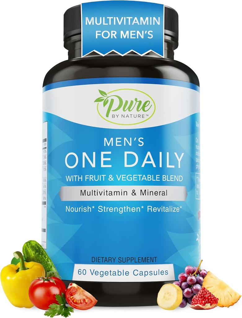 Pure By Nature One-Daily Multivitamin for Men, Immune Support Supplement with Non-GMO Ingredient, Vitamin & Minerals for Energy, 60 Veggie Capsules 2
