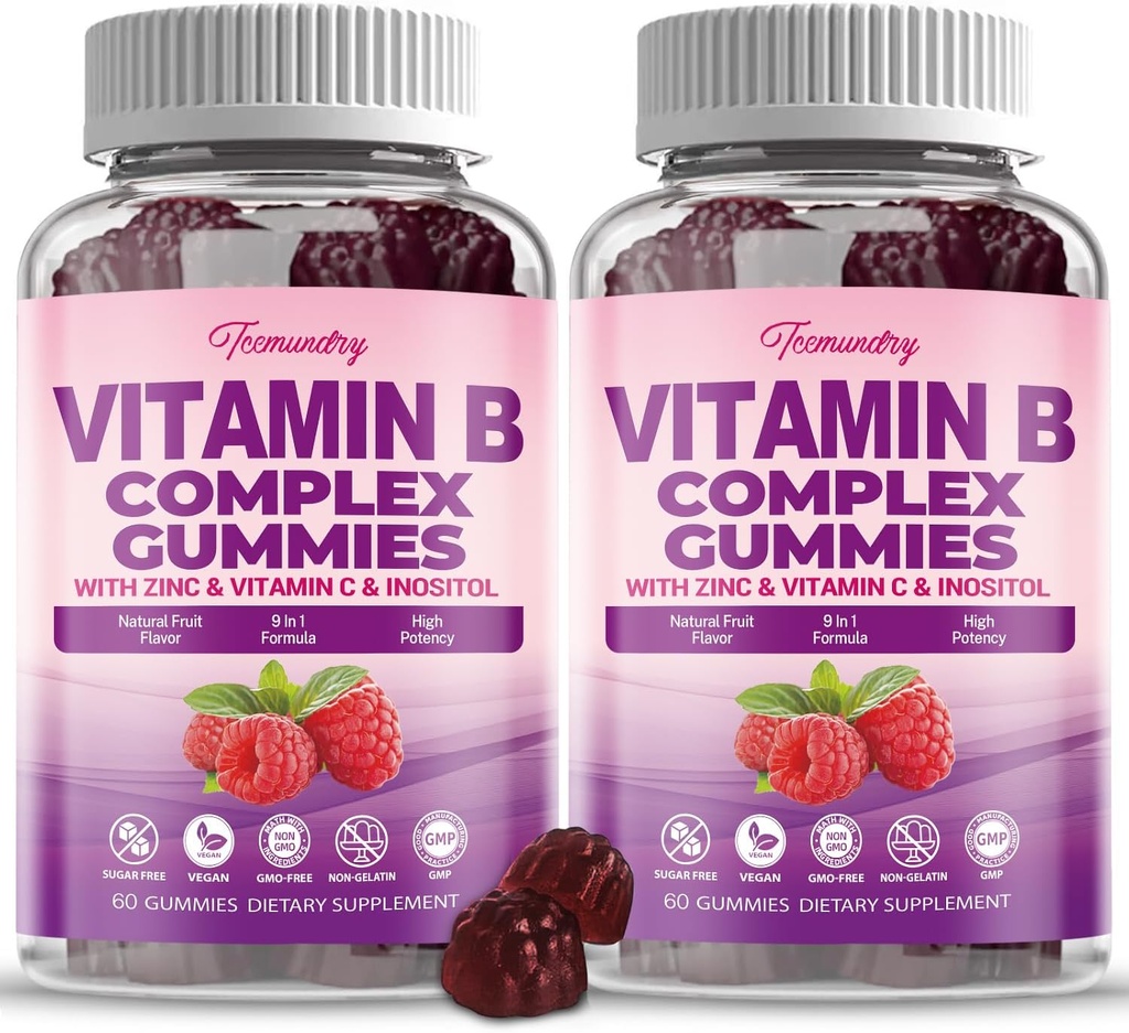 Sugar-Free Vitamin B Complex Gummies for Women - Vegan b Vitamins Complex with Methyl B12, Methyl Folate - Plus Vitamin C, Zinc, Inositol - Supports Energy, Immune, Healthy Hair, Skin (120 Count) 2