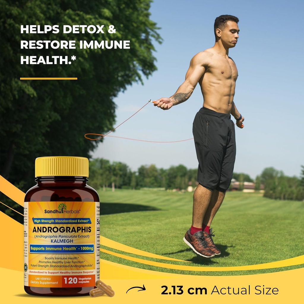 SANDHUHERBALS Sandhu Herbals Andrographis Paniculata Kalmegh for Immune and Liver Health Support| 120 Vegetarian Capsules, 2 Months Supply| Ayurvedic Herbal Vegetarian Supplement Complex 6