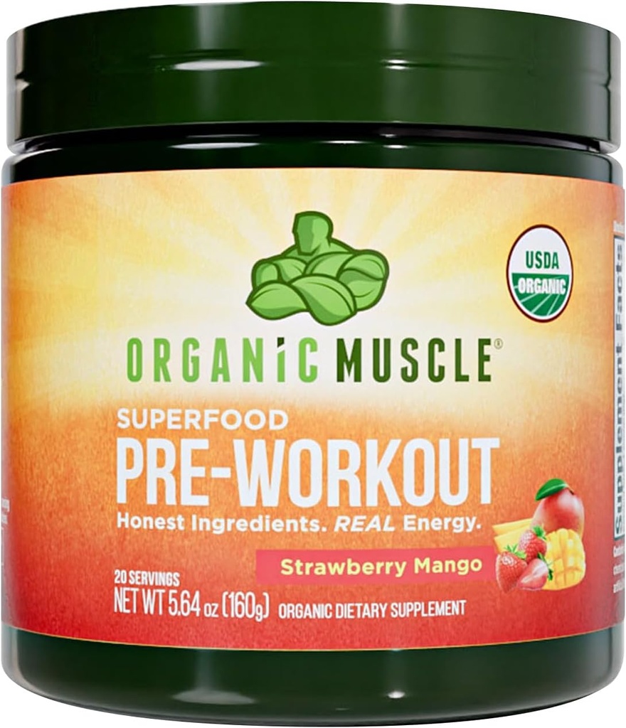 USDA Organic Pre-Workout Powder, Strawberry Mango | Clean Energy Without Jitters | Natural Performance Boost | No Artificial Sweeteners | 20 Superfoods | Low Caffeine, 20 Servings 2