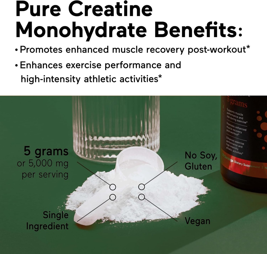 SMARTERNUTRITION Creatine Monohydrate Powder, 5000mg (5g) Per Serving - Creatine Powder for Women & Men, Unflavored, Pre-Workout & Post Workout Support for Muscle Mass & Hydration [100 Servings] 4