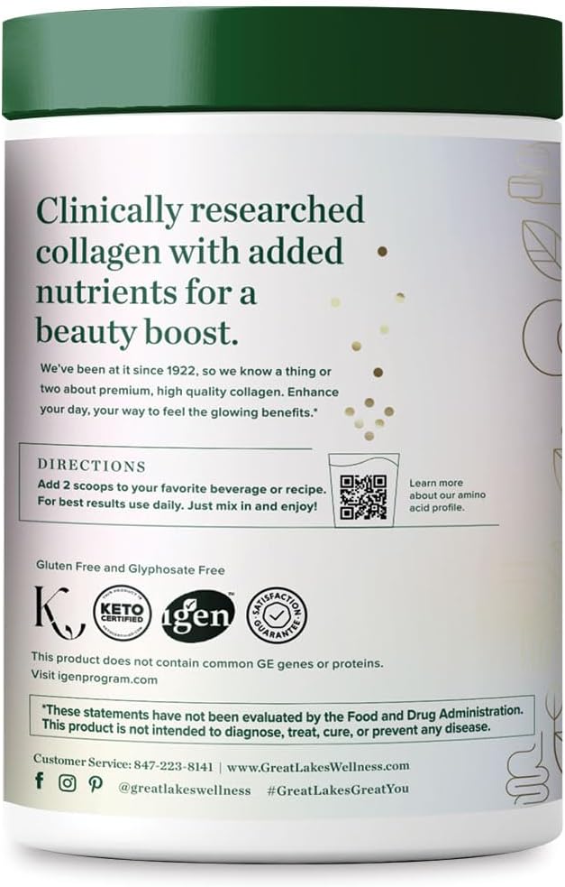 Great Lakes Wellness Beauty Boost Advanced Collagen Peptides Powder with Hyaluronic Acid, Biotin, Vitamin C - Skin Elasticity and Hydration - Raspberry Lemonade Flavor - Non-GMO, Keto, Kosher - 8 oz 3