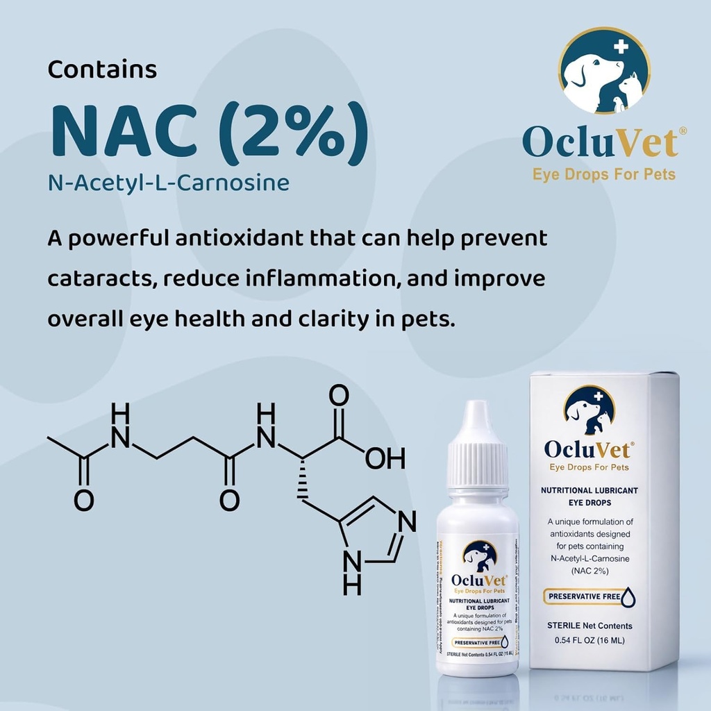 Eye Drops for Pets | Clinically Studied Antioxidants for Pets with Cataracts | Made in The USA | Includes 2% N-Acetyl-L-Carnosine (NAC) | 16mL 3
