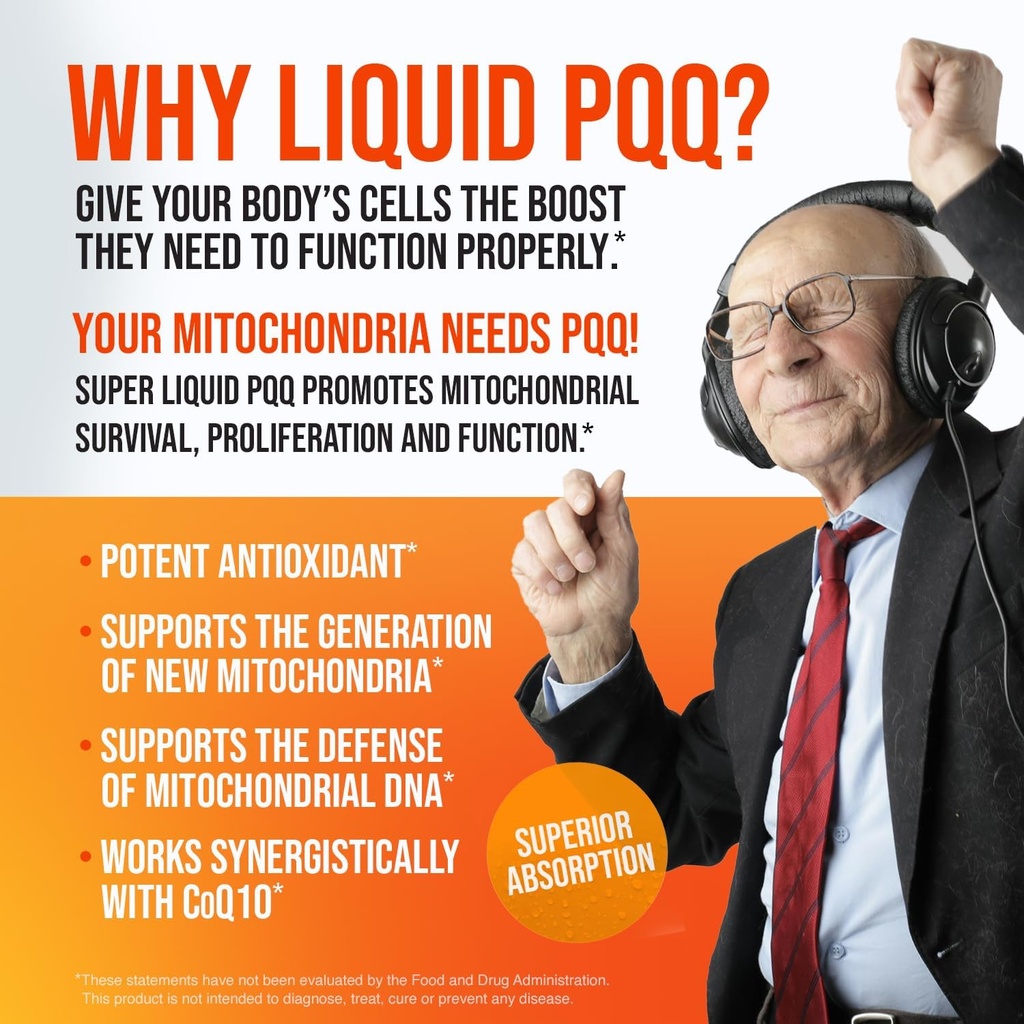 Mitogenesis - Super PQQ Liquid - Highly Absorbable Pyrroloquinoline Quinone 20 Milligram, Best Liquid PQQ for Mitochondrial Biogenesis, Supports Heart Health, Cognitive Function and Mental Focus 6