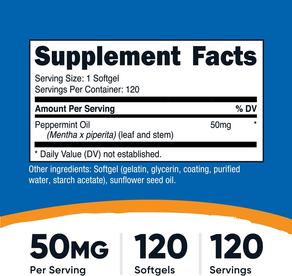Nutricost Peppermint Oil Softgels (120 SFG) (50 MG) - Gluten Free, Third Party Tested and GMO Free 3