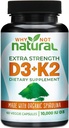 Why Not Natural Vitamin D3 K2 (MK-7) with Organic Spirulina, 10000 IU Extra Strength Supplement in Veggie Capsules, Supports Bone Health, Immune System and Mood 2