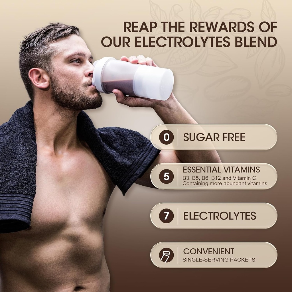 GREENPEOPLE Zero Sugar Electrolyte Powder Mix - Hydration Packets, Cocoa Flavor - 7 Electrolytes - Vegan, Non-GMO - 16 Sticks 5
