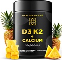Vitamin D3 K2 Gummies 10000 IU with Calcium 100mg - VIT D3 for Adults - Mk7 Vitamin K2 100mcg - Vitamin D Supplement for Men & Women - Vegan Gluten Free Non-GMO 2