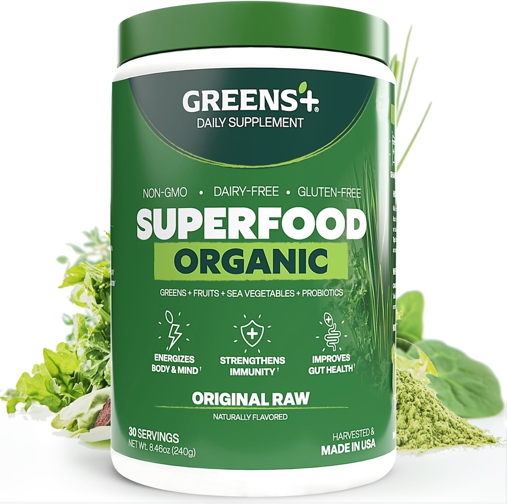 Greens+ Organic RAW Superfood Powder, Super Blend Immune Support, Morning Kick, Energy Boost, Nutrition Vibrant Health, Dietary Supplement, Vegan Soy/Dairy/Gluten Free(8.46oz) 2