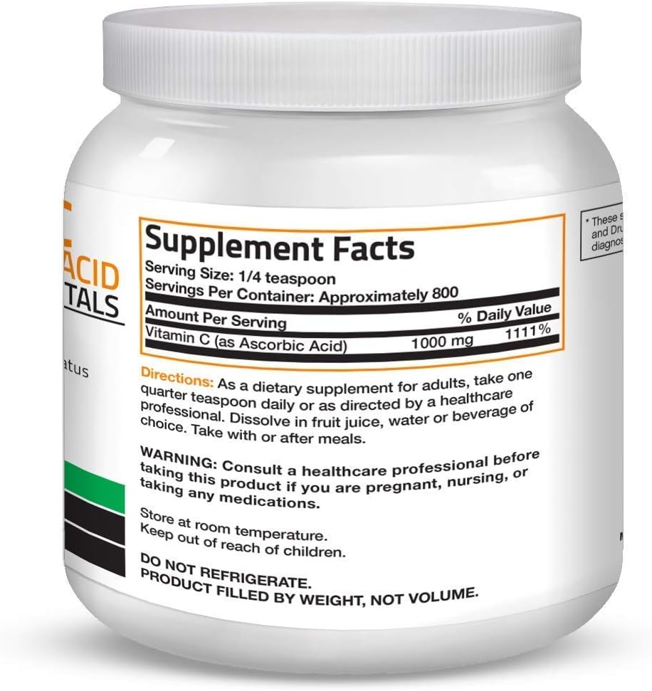 Bronson Marine Collagen Peptides Hydrolyzed Protein Powder 100% Wild Caught Nordic Cod Vitamin C Powder Pure Ascorbic Acid Soluble Fine Non GMO Crystals 6