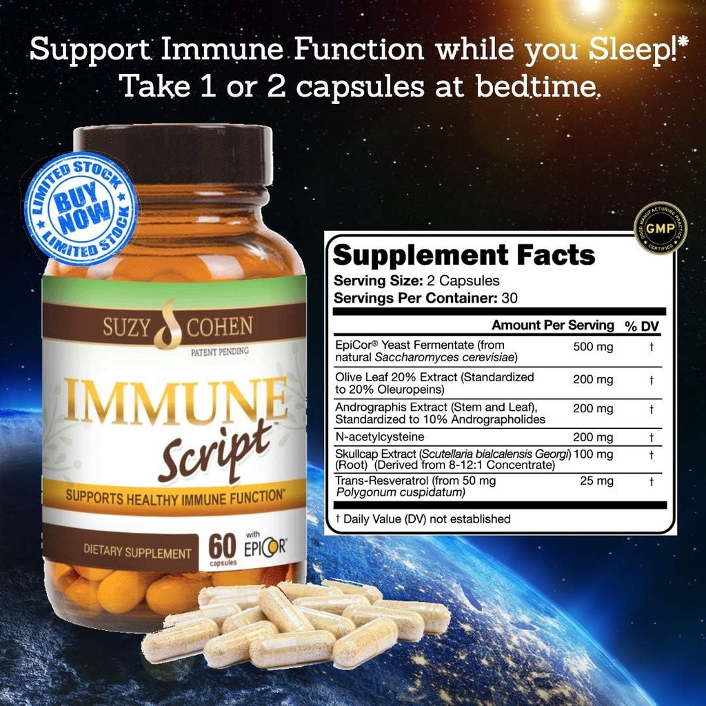 Immune Script with Epicor, Indian Echinacea Andrographis, Olive Leaf, Skullcap Root for Optimal Immune Function 3
