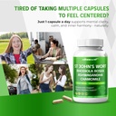 ST John's Wort 14-in-1 Natural Blend with Rhodiola Ashwagandha Chamomile Holy Basil L-Theanine Valerian Passionflower - 150 Count - Made & Tested in The USA 3