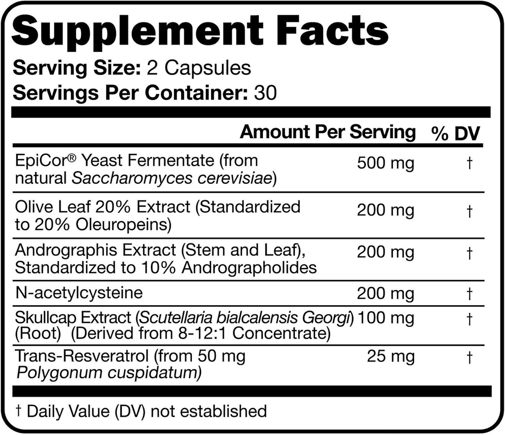 Immune Script with Epicor, Indian Echinacea Andrographis, Olive Leaf, Skullcap Root for Optimal Immune Function 4