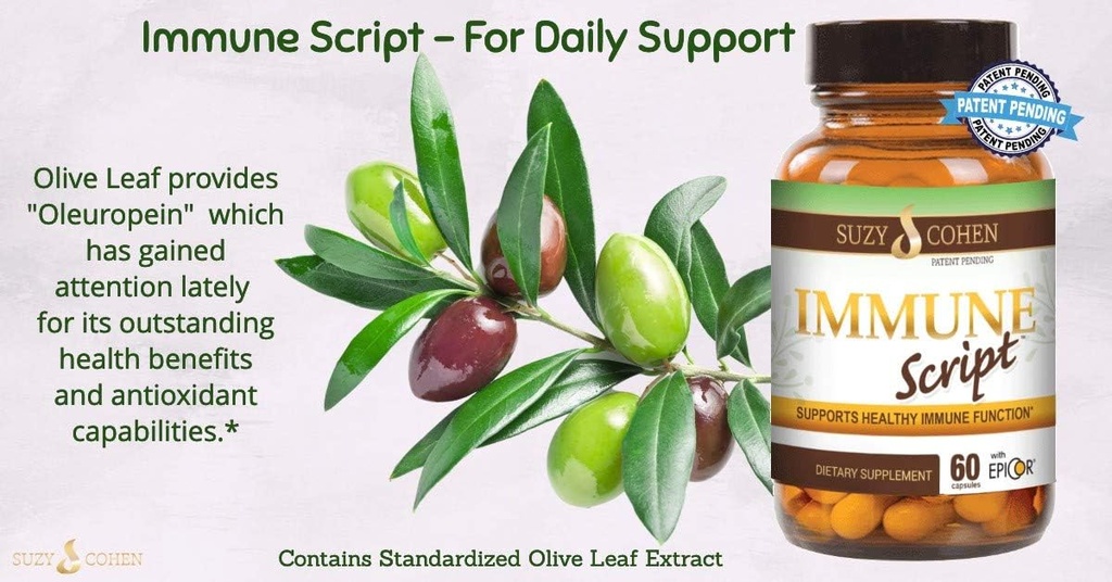 Immune Script with Epicor, Indian Echinacea Andrographis, Olive Leaf, Skullcap Root for Optimal Immune Function 6