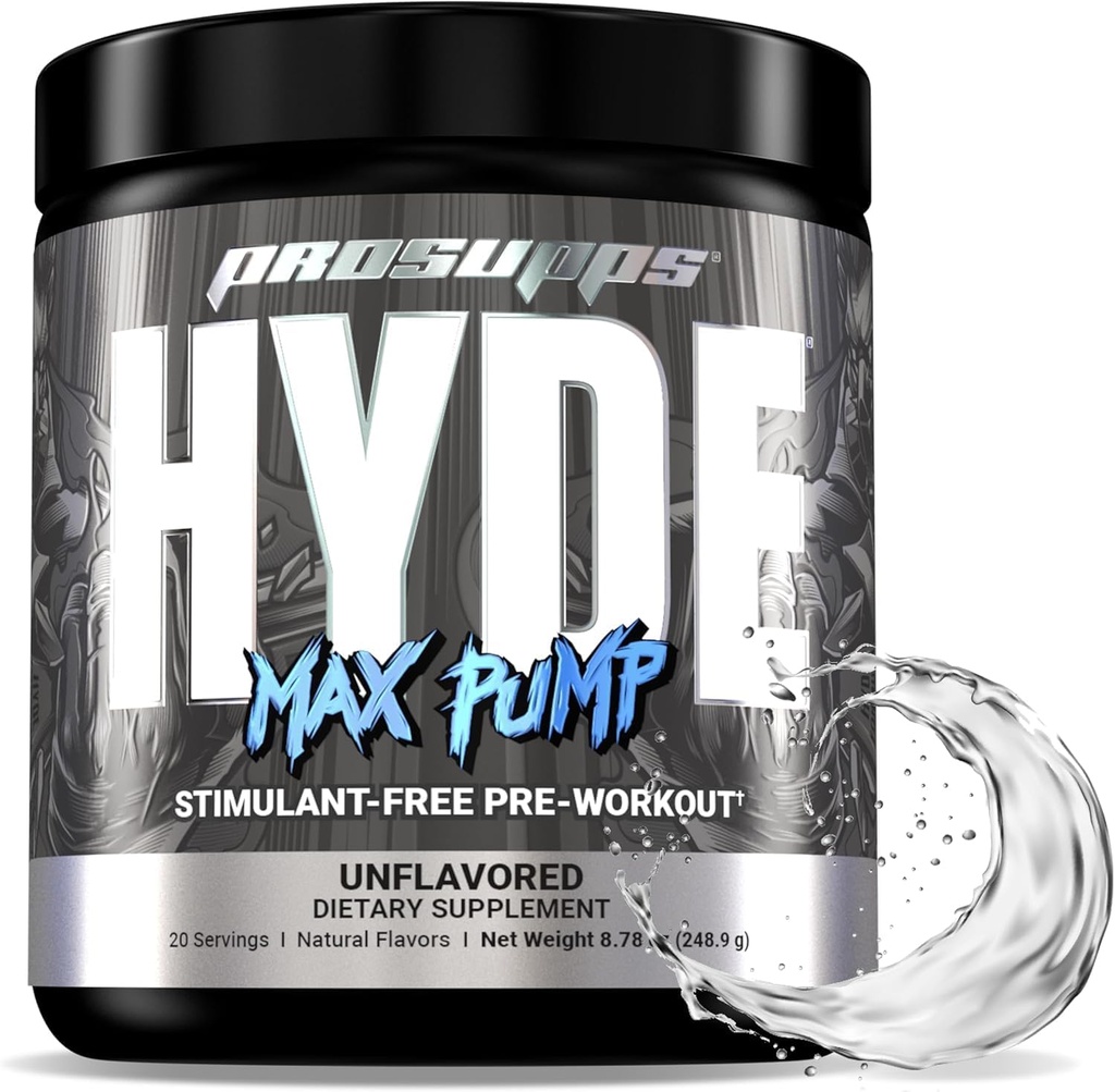 PROSUPPS Hyde Max Pump Stimulant-Free Pre-Workout, Unflavored and Creatine 300 Bundle 3