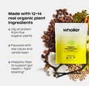 wholier Organic Plant Protein + Prebiotics. Clean Vegan Protein. 21g of Protein. 14 Real Plant Ingredients. Prebiotic Fiber. No Natural Flavors, Gums or Fillers. Creamy Cacao (1 lb. 4 oz.) 3
