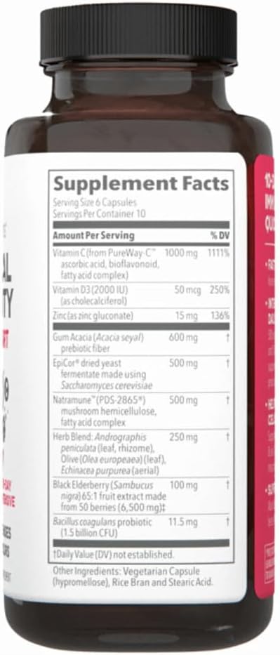 Clinical Immunity - Quick-Start - Immune System Support - Rapid Immunity Response - Boosts Antibodies, B + T + NK Cells, Neutrophils & Macrophagens - Black Elderberry & Pre + Probiotics - 60 Capsules 3
