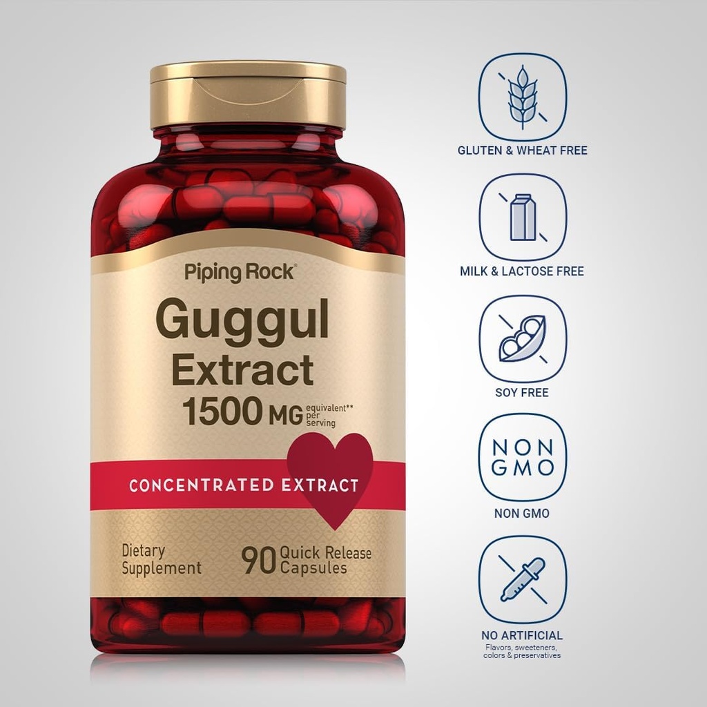 Piping Rock Guggul Supplement | 1500 mg | 90 Capsules | Concentrated Extract | Non-GMO, Gluten Free 4