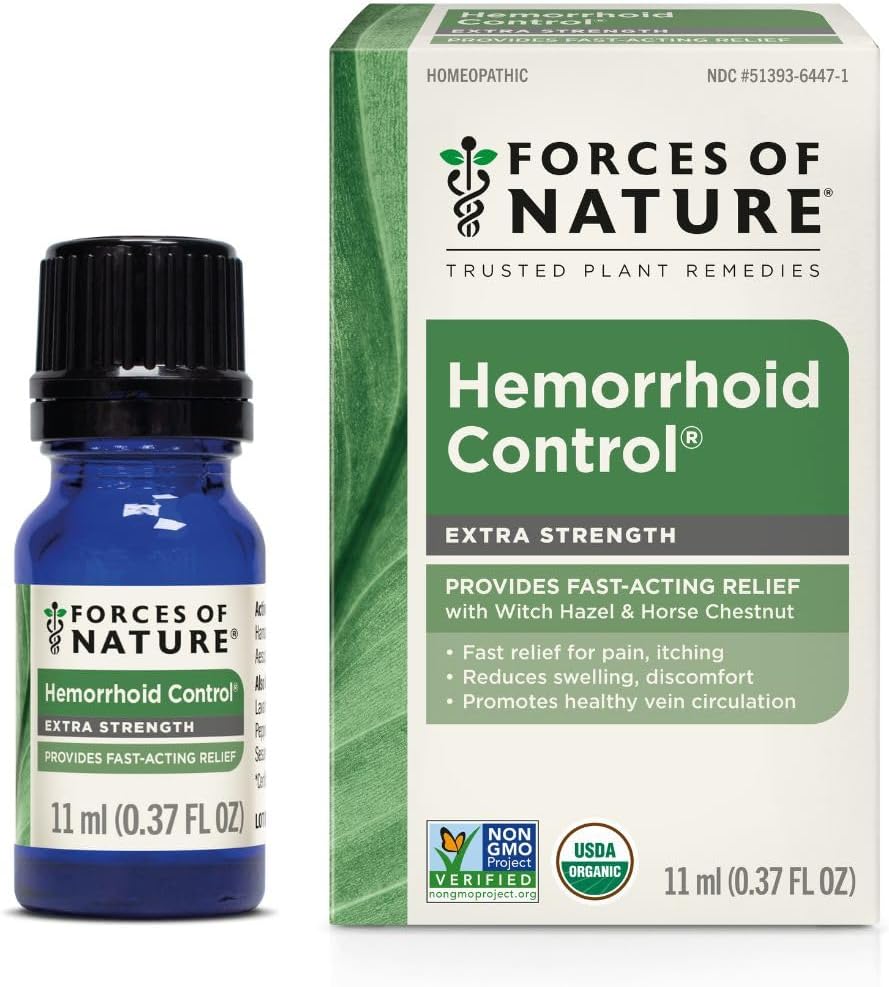 Forces of Nature Hemorrhoid Treatment, Extra Strength 0.37 Fl Oz, Organic Homeopathic Medicine & Essential Oils, Hemorrhoid Relief for Pain, Itching, Swelling, Soreness & Discomfort 2