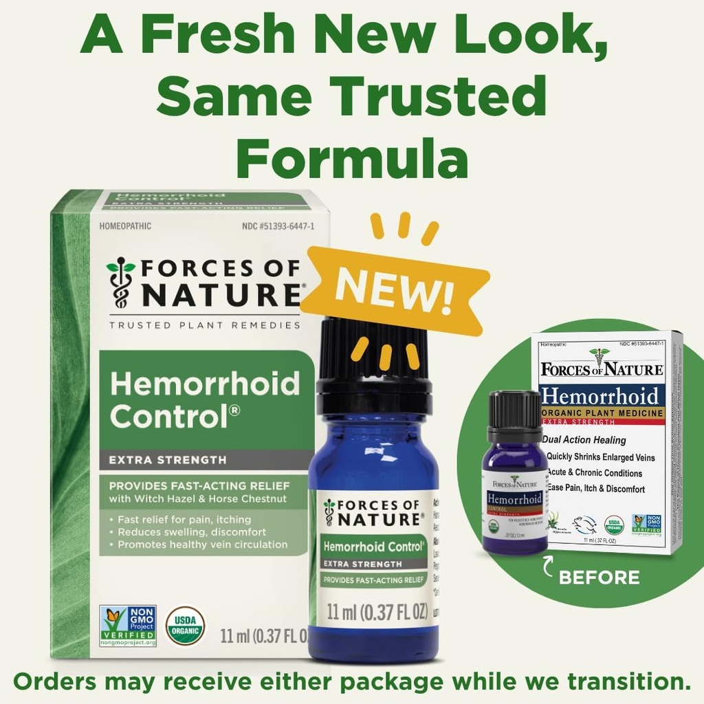 Forces of Nature Hemorrhoid Treatment, Extra Strength 0.37 Fl Oz, Organic Homeopathic Medicine & Essential Oils, Hemorrhoid Relief for Pain, Itching, Swelling, Soreness & Discomfort 3