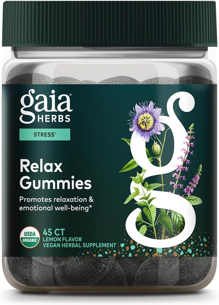 Gaia Herbs Relax Gummies - Supports Calm Feelings - with Organic Apple Juice & Lemon Juice Concentrate - 45 Gummies (15 Servings) 2