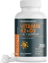 Bronson Vitamin K2 D3 (MK7) Supplement Non-GMO Formula Vitamin D3 5000IU (125 mcg) & 90 mcg K2 MK-7, Easy to Swallow D & K Complex, 200 Tablets 2