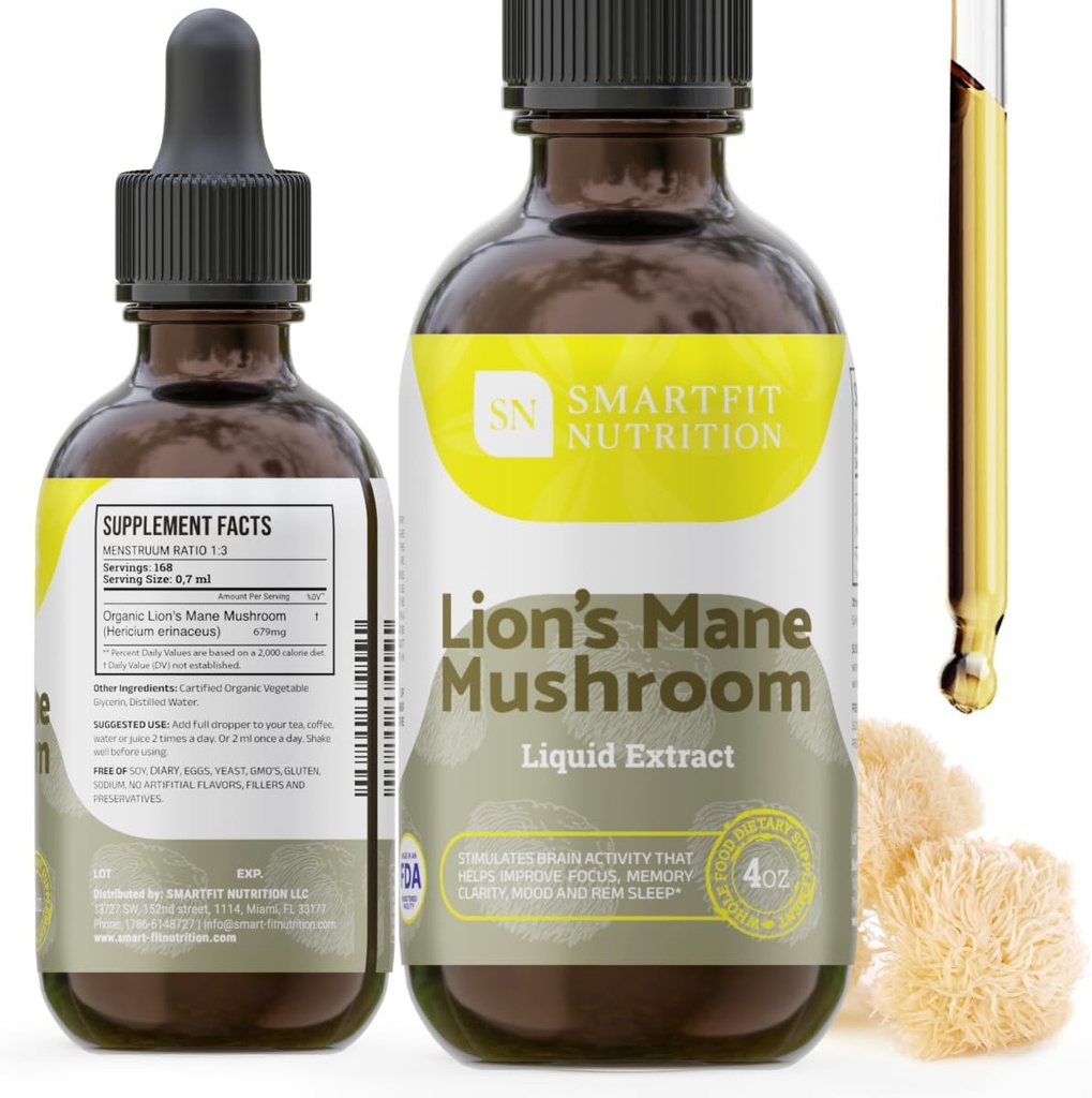 Lions Mane Extract - Lions Mane Tincture - Made in USA - Mushroom Supplement for Memory, Focus & Clarity - Daily Mushroom Supplement - 4 Fl oz. 2