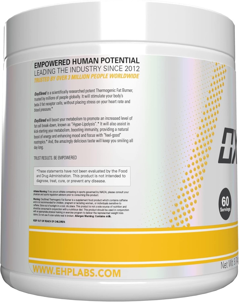 EHP Labs OxyShred Pre Workout Powder - Preworkout Powder with L Glutamine & Acetyl L Carnitine, Energy Boost Drink - Mango, 60 Servings 3